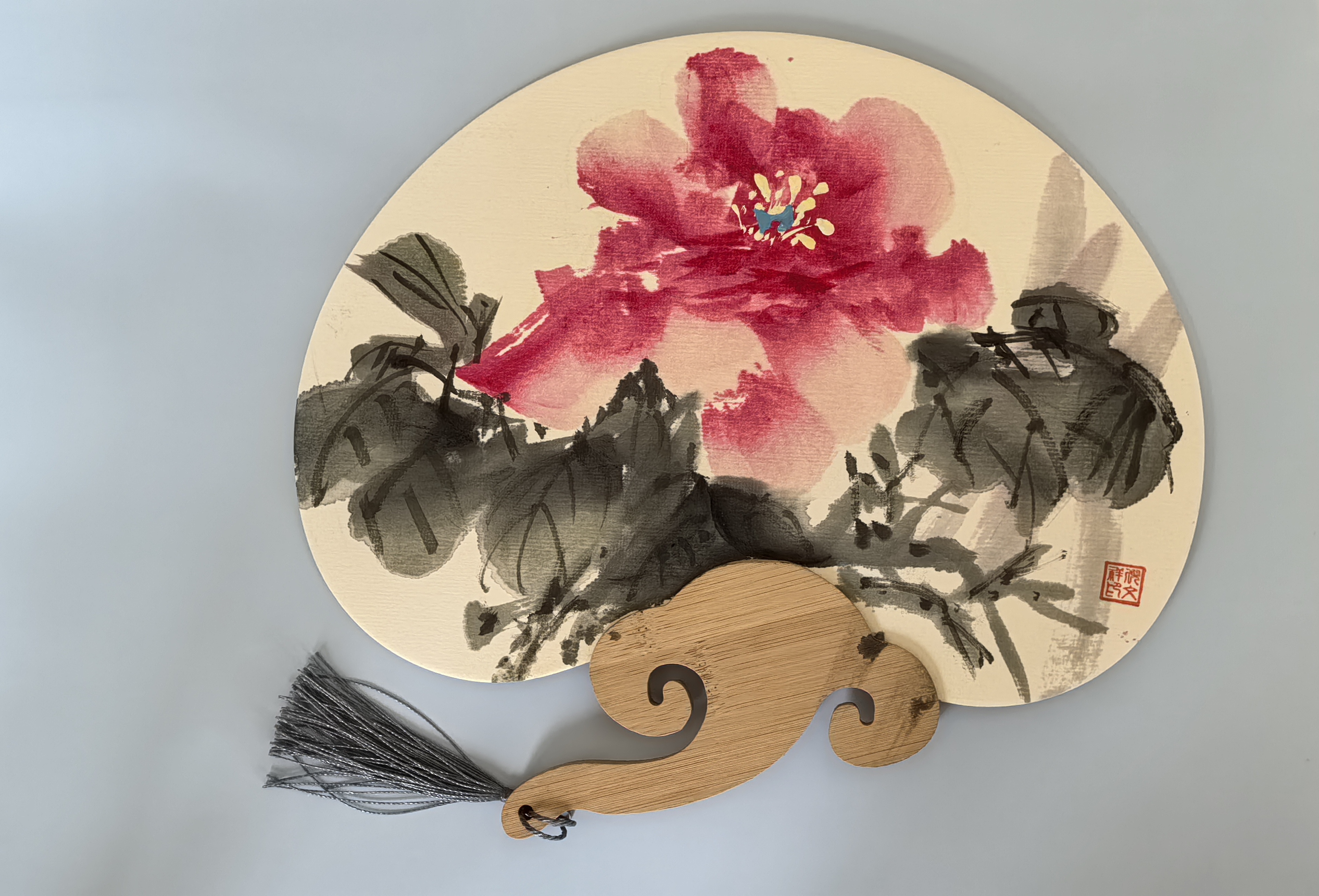 上海倪文祥(青藤主人)扇面写意牡丹