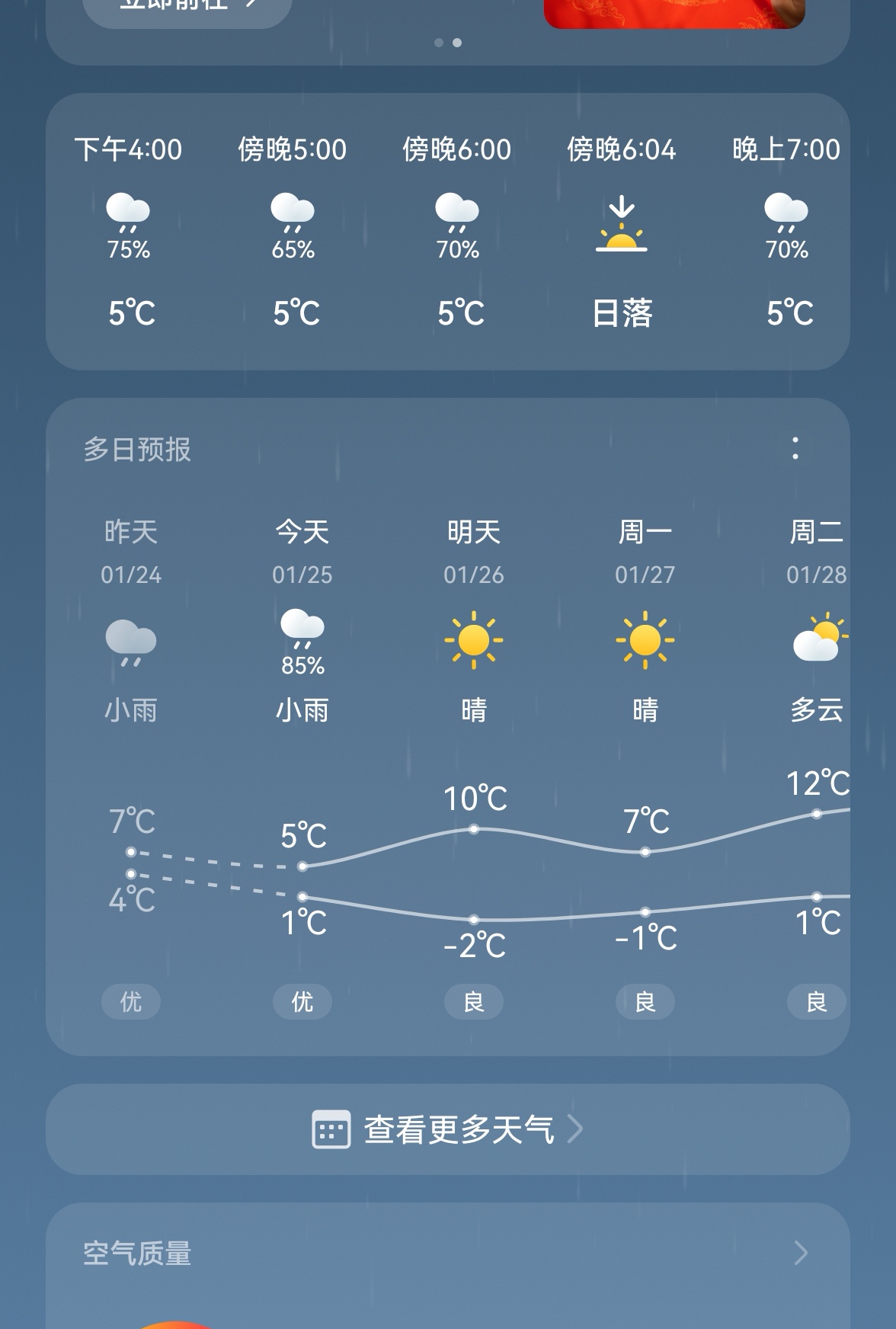 看了一下天气预报,明天就是大太阳了!