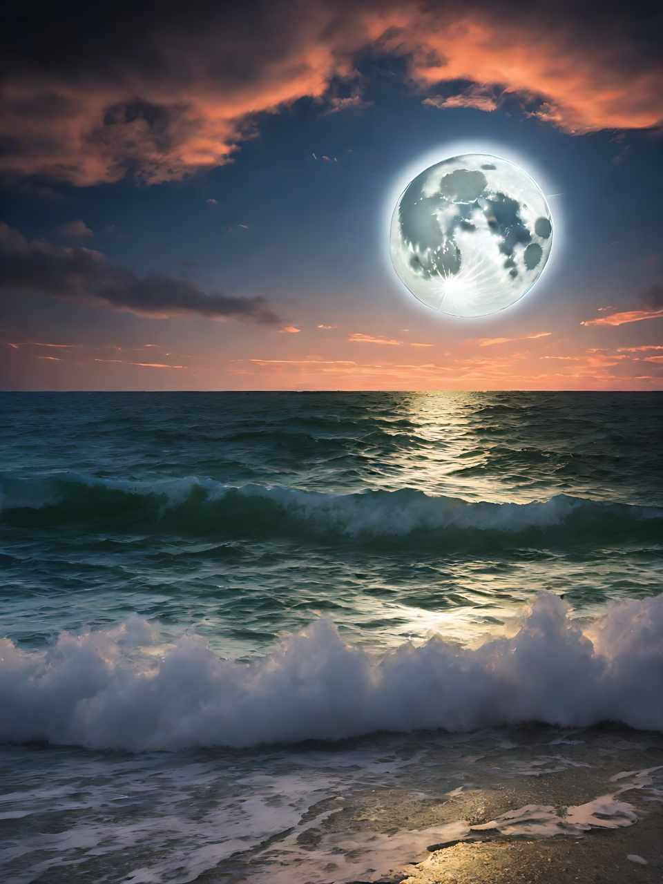 海水在月光的照耀下,波光粼粼,仿佛诉说着一个又一个古老的秘密.