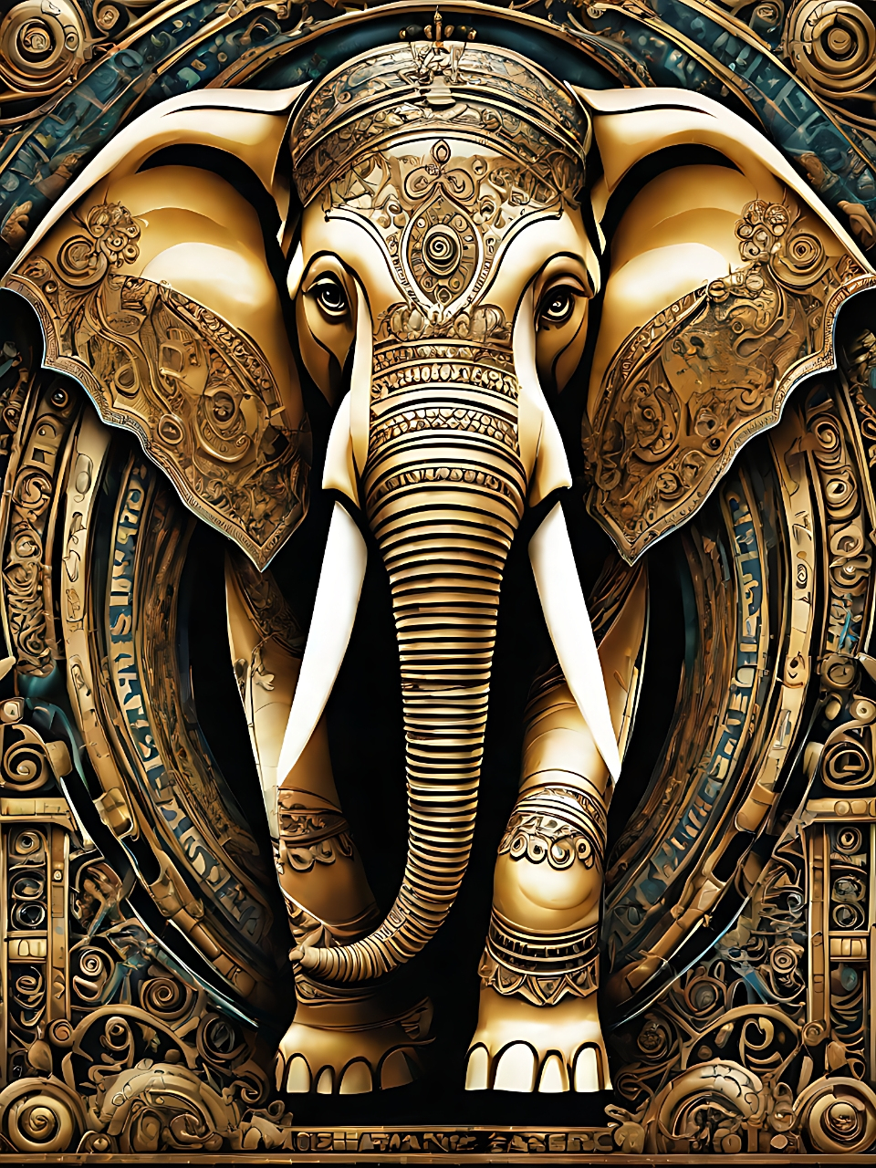 "金色大象,华丽之魂.金碧辉煌,象之尊荣.