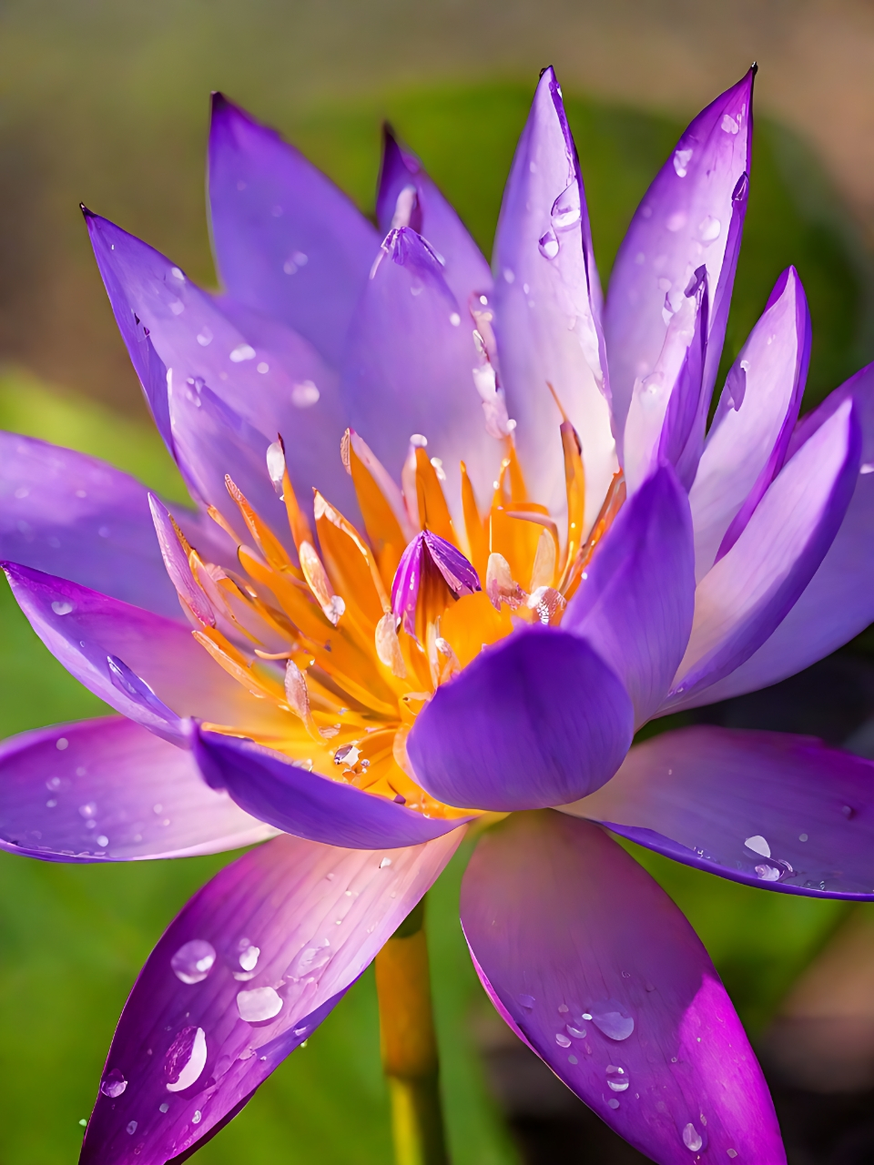 **莲之语**  在初夏的微风中,我遇见了她——那朵紫色的莲花.