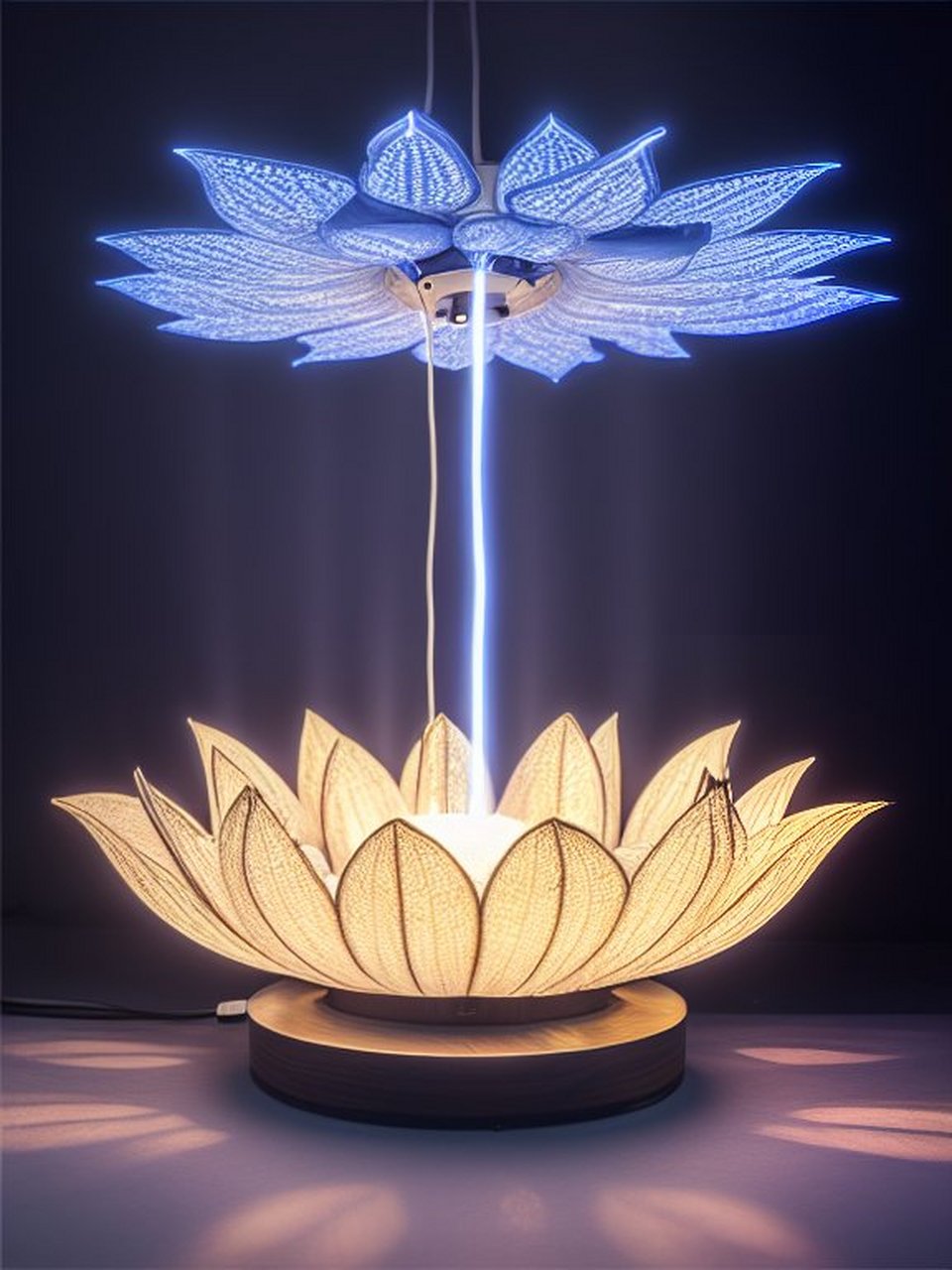 一盏蓝色的莲花灯静静地绽放,仿佛在诉说着古老的传说.