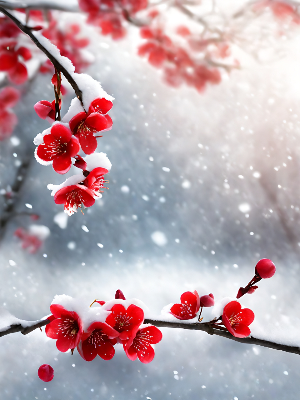 站在梅花树下,仿佛置身于一幅美丽的画卷中.
