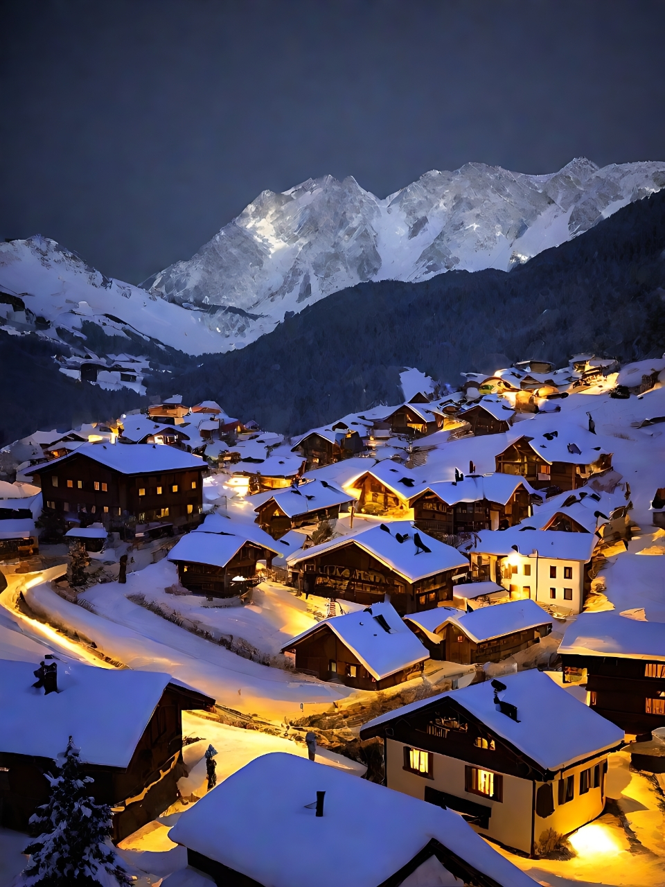 雪后的夜晚图片图片