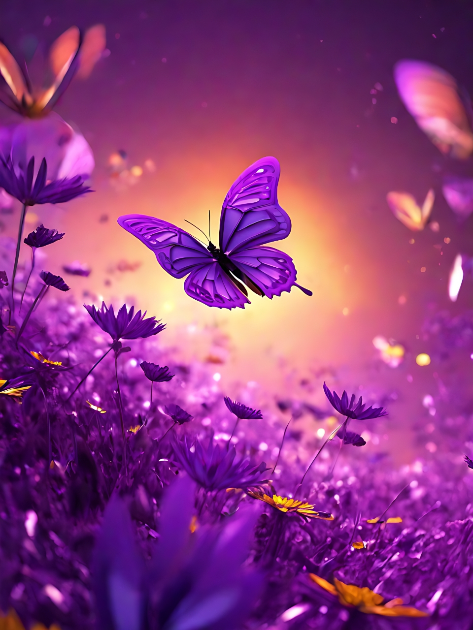 在这片紫色的花海中,蝴蝶翩翩起舞,仿佛在诉说着一段美丽的传说.