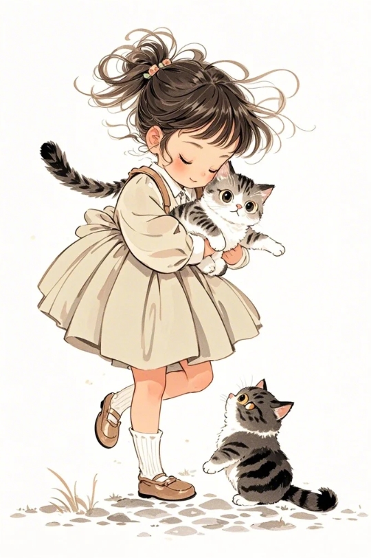 少女和猫的欢乐时光#治愈系风景# #猫咪