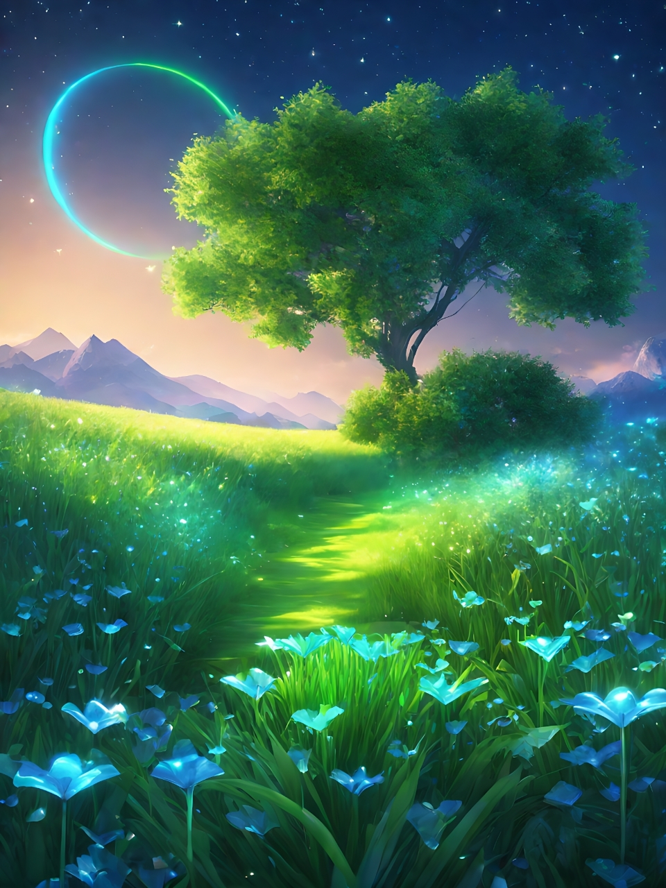 草原上的星空,繁星点点,如梦如幻.