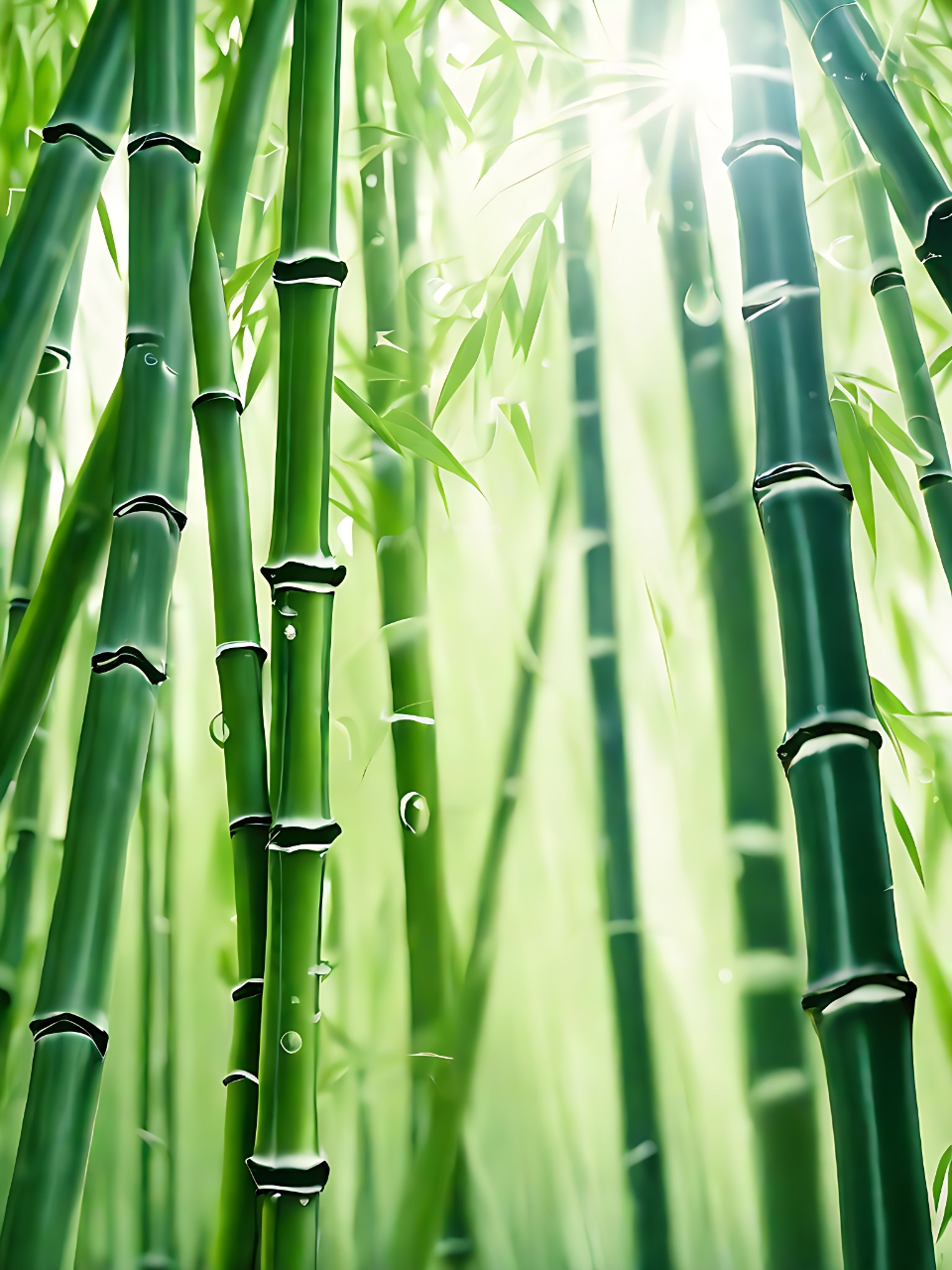 竹叶上的水滴晶莹剔透,仿佛把整个世界都洗涤得清新明亮.