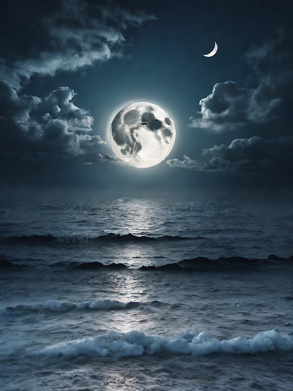 海水在月光的照耀下,波光粼粼,仿佛诉说着一个又一个古老的秘密.