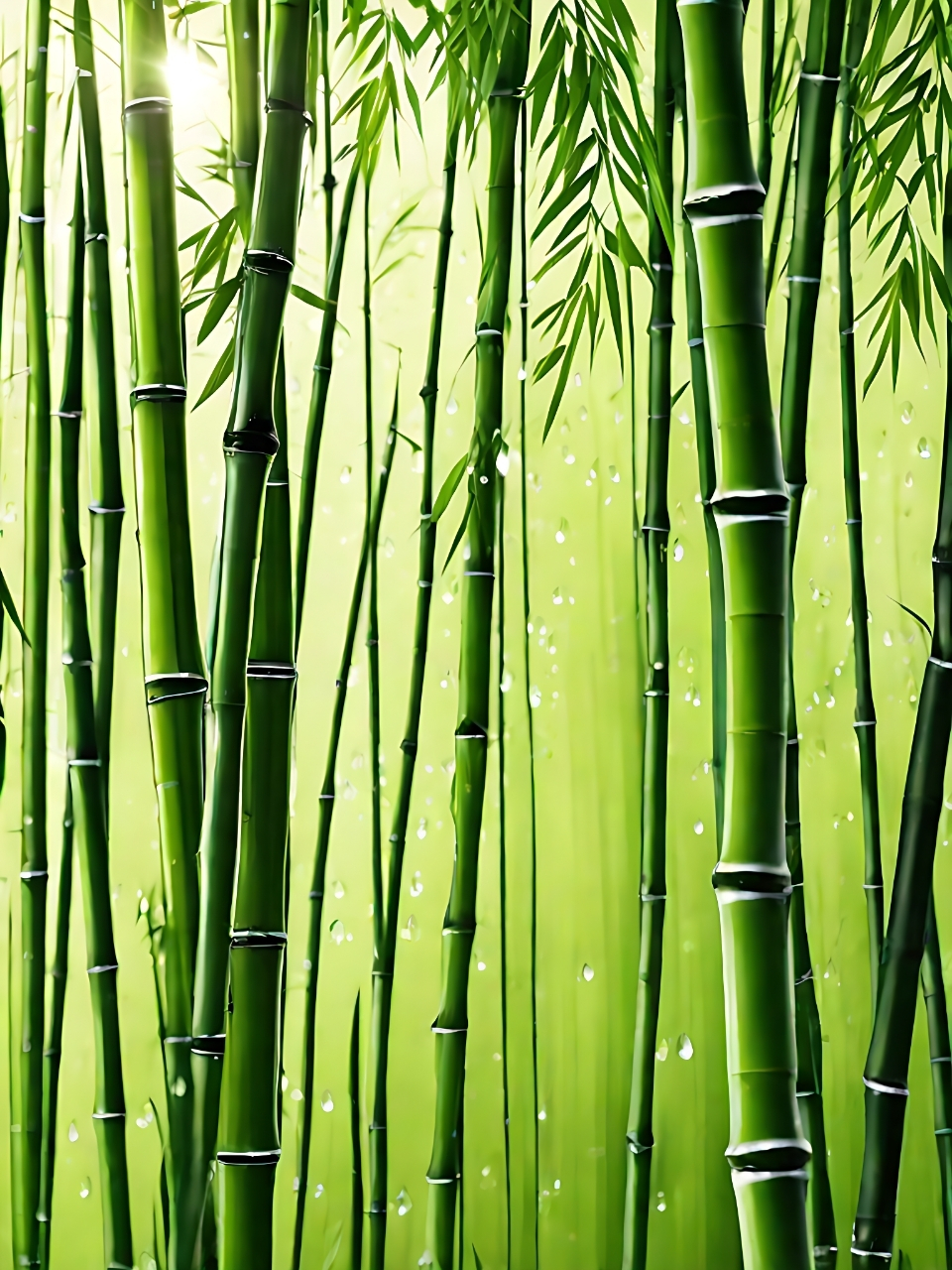 竹叶上的水滴晶莹剔透,仿佛把整个世界都洗涤得清新明亮.