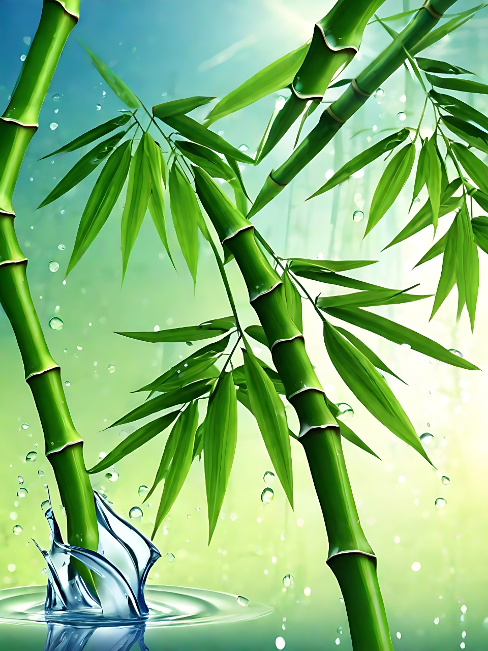 竹叶上的水滴晶莹剔透,仿佛把整个世界都洗涤得清新明亮.