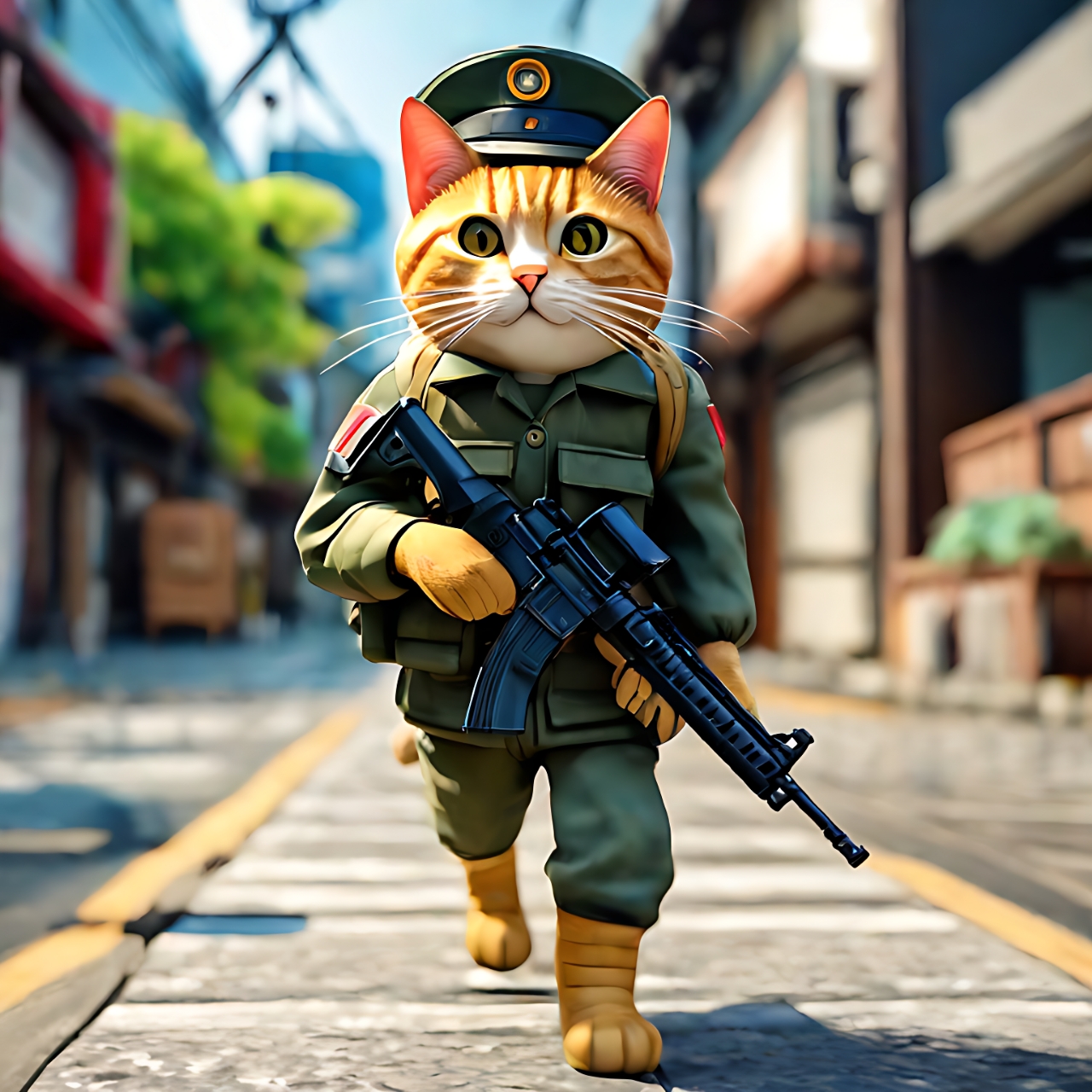 看这只穿着绿色军装的猫,简直萌化了我的心!