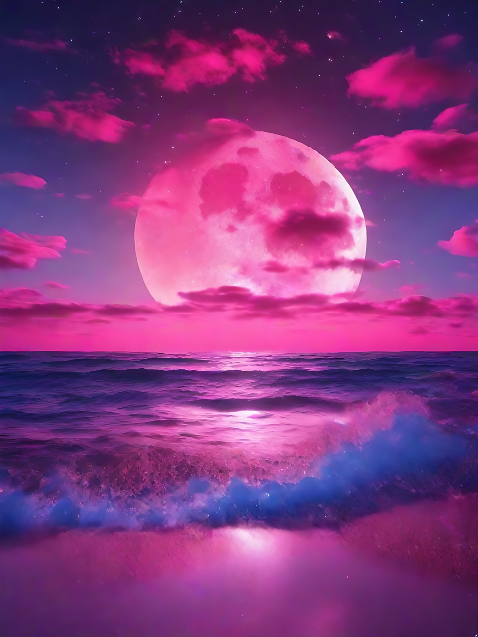 93 夜幕降临,月亮高悬,照亮了整片海洋和陆地.