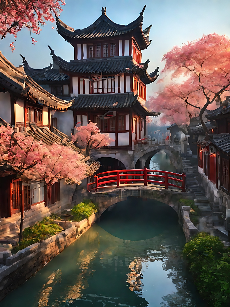 夜晚的江南,静谧如画.96古建筑前的灯笼,仿佛诉说着千年的故事.