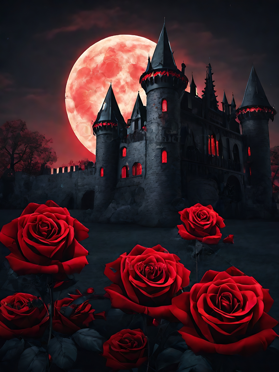 97哥特城堡探秘:红玫瑰与血月的魔幻之夜93  95在这个浪漫的