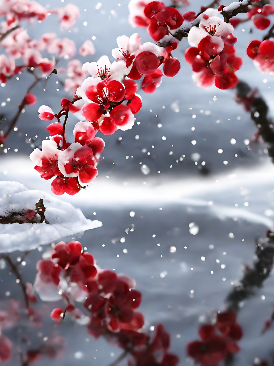 站在梅花树下,仿佛置身于一幅美丽的画卷中.