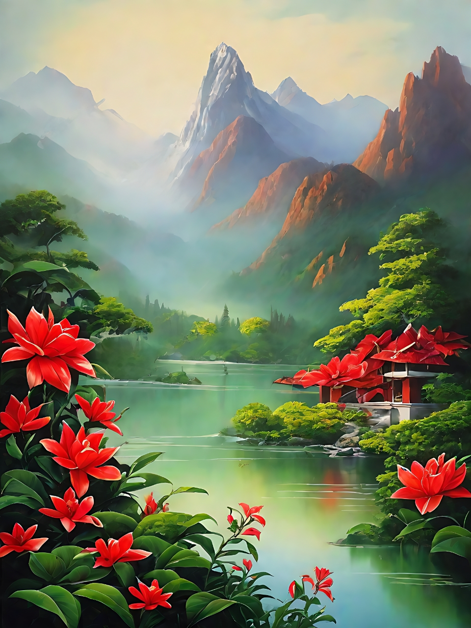 站在这幅风景画前,仿佛可以听到风的呢喃,感受到水的轻抚.