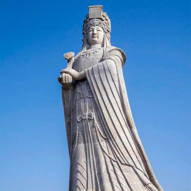 历史档案: 湄洲祖庙妈祖石像,公元1989年奠基修建于公元1991年农历