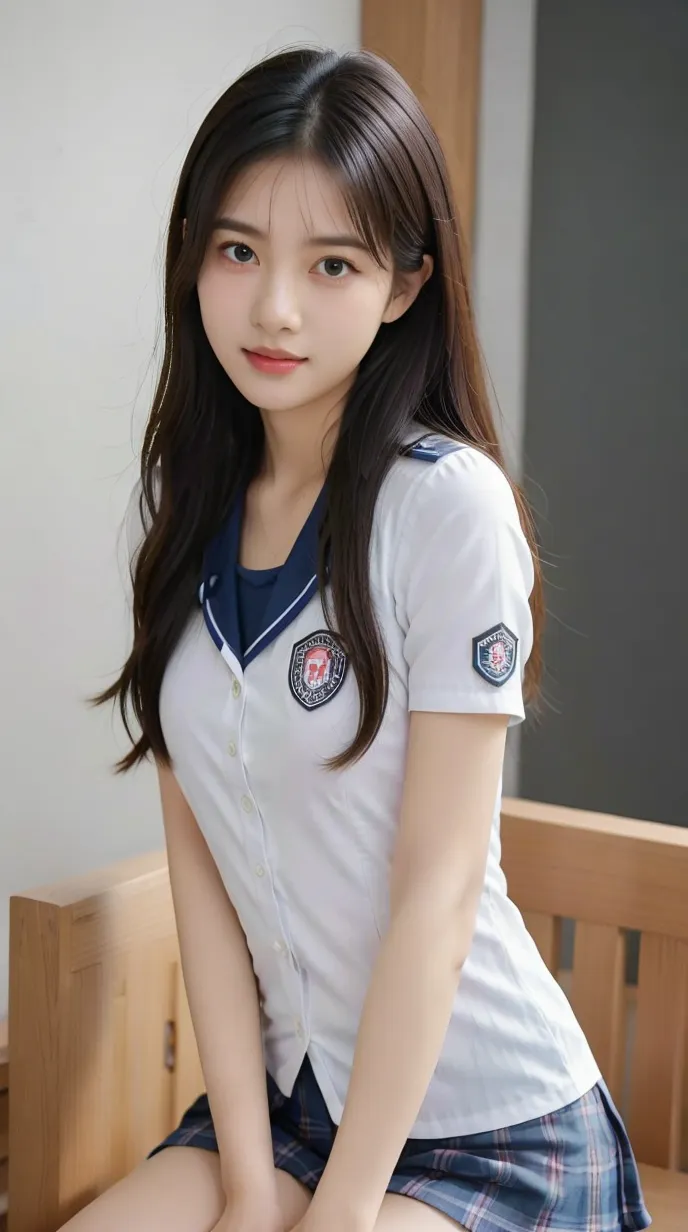 哇,校花小姐姐好有气质,坐在长椅上笑得好甜,好像邻家妹妹一样亲近!