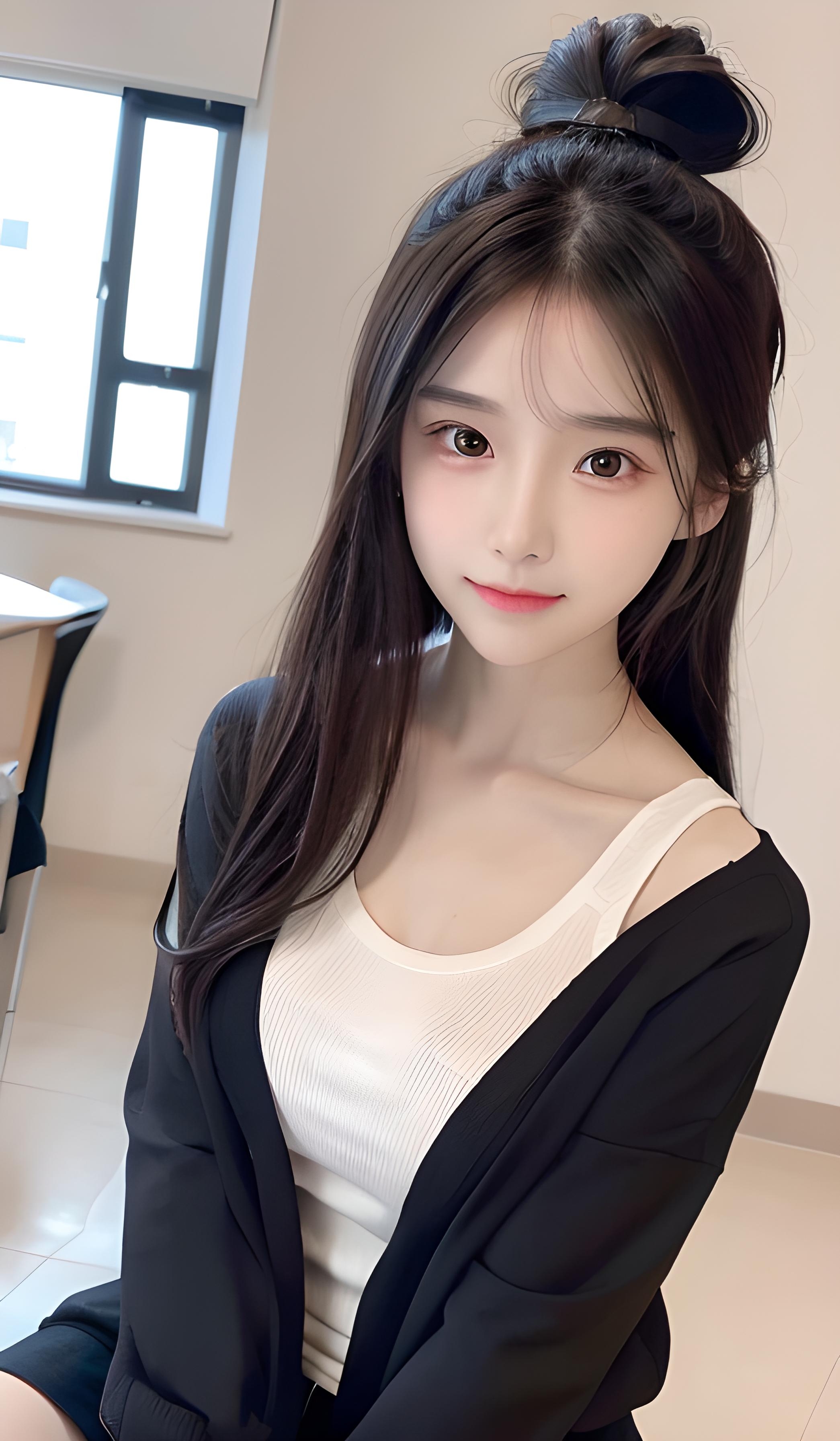 "今天又是被美颜相机宠爱的一天,@你,快来围观我的新发型#ai绘画美女