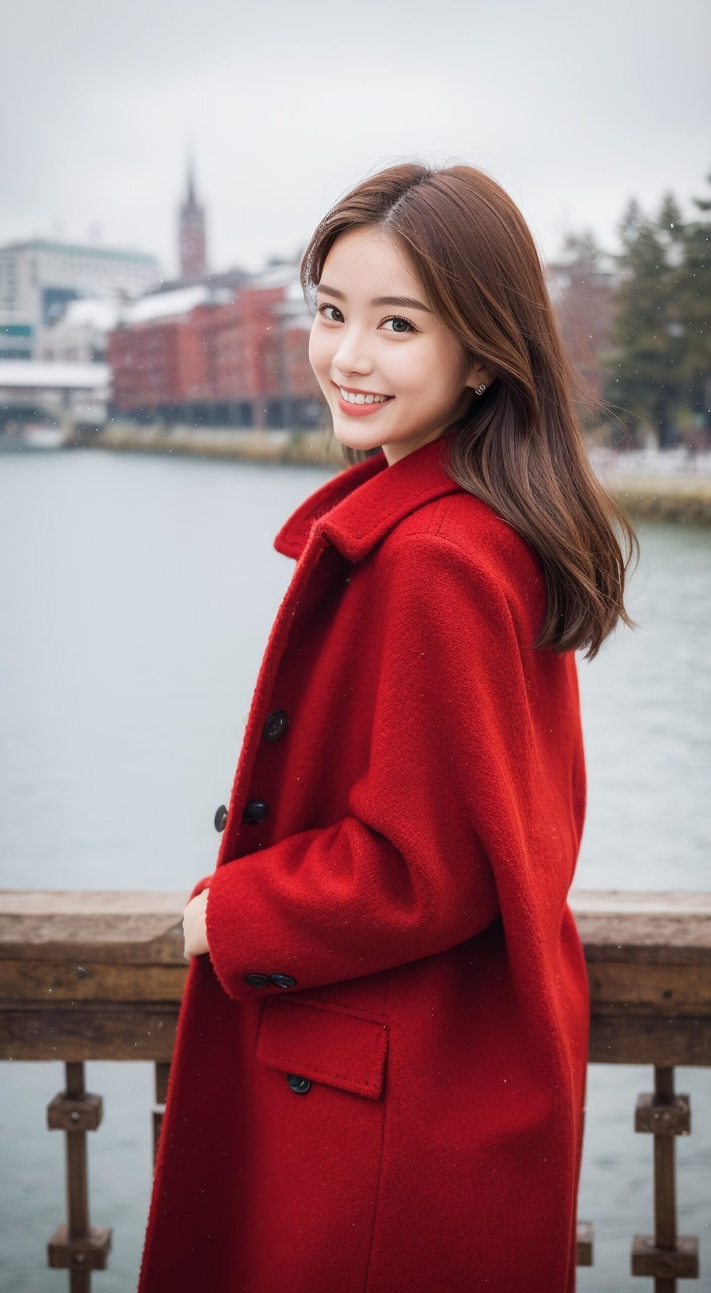 看着这位身披红衣的女子,我仿佛看到了都市中的一抹独特风景.