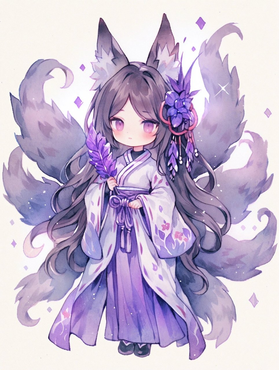 十秒画出九尾狐少女=如何画九尾狐少女霸气又漂亮