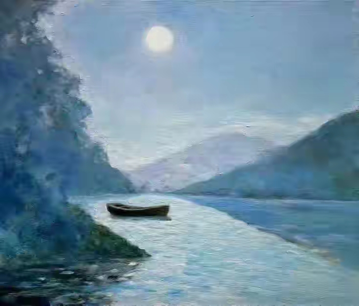 卢丹 《寂静湖水》油画  (51x61cm)  2014年—2018年  藏家收藏 #画画