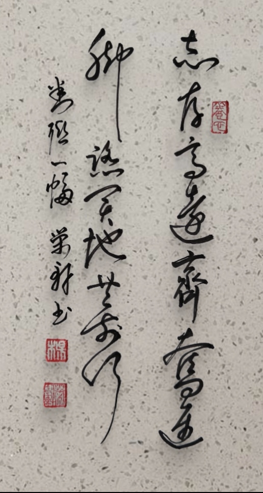 对联一幅: 志存高远齐奋进, 脚踏实地共前行. #荣轩书法