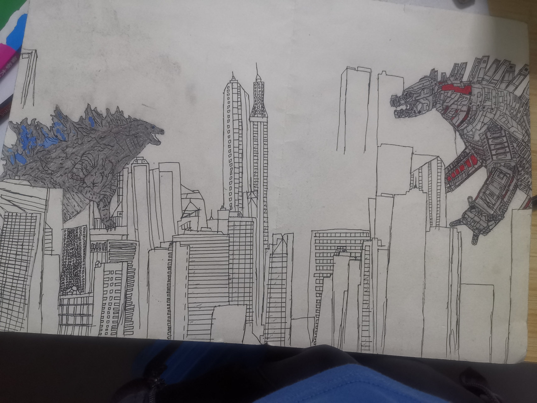 哥斯拉简笔画中.