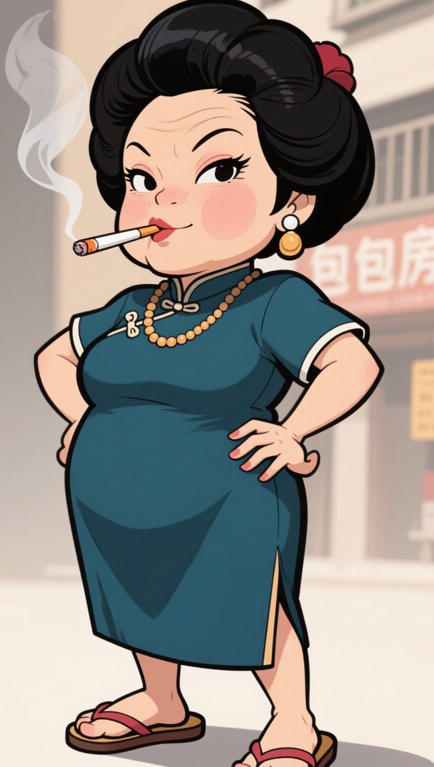 有肉表情包胖人穿旗袍搞笑图美女变大娘漫画图片麻辣老妈卡通图片高清