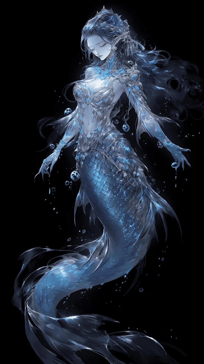 古老而美丽的鲛人,那一身璀璨的蓝色,如同有碧海深渊的神秘魅力,让人