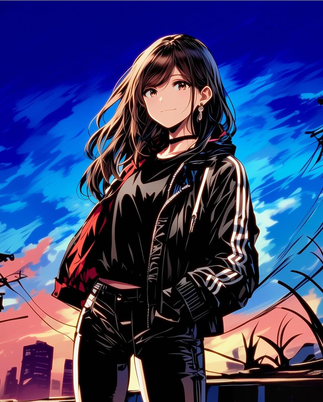二次元# 这么帅的机车少女