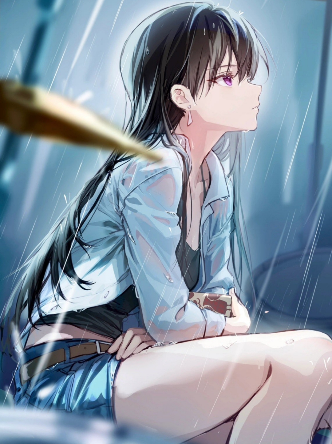 二次元# 雨中孤寂的女孩