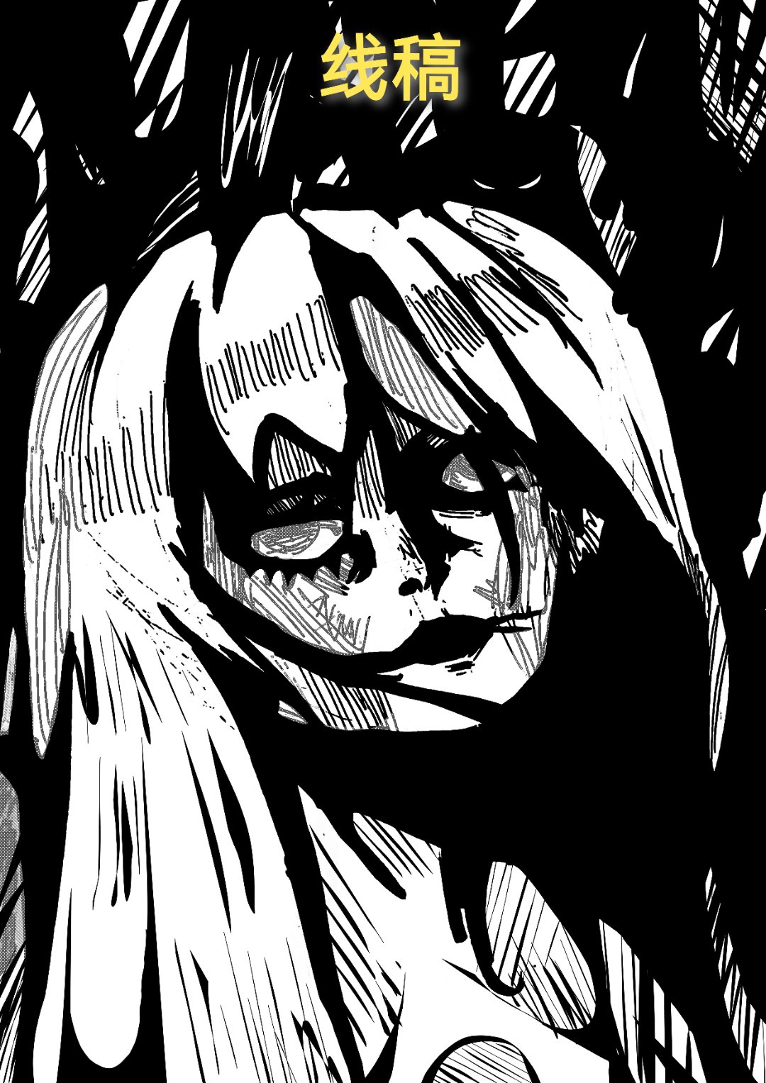 随手画一幅板画 线稿有点吓人,233 请往后面翻哦,亲