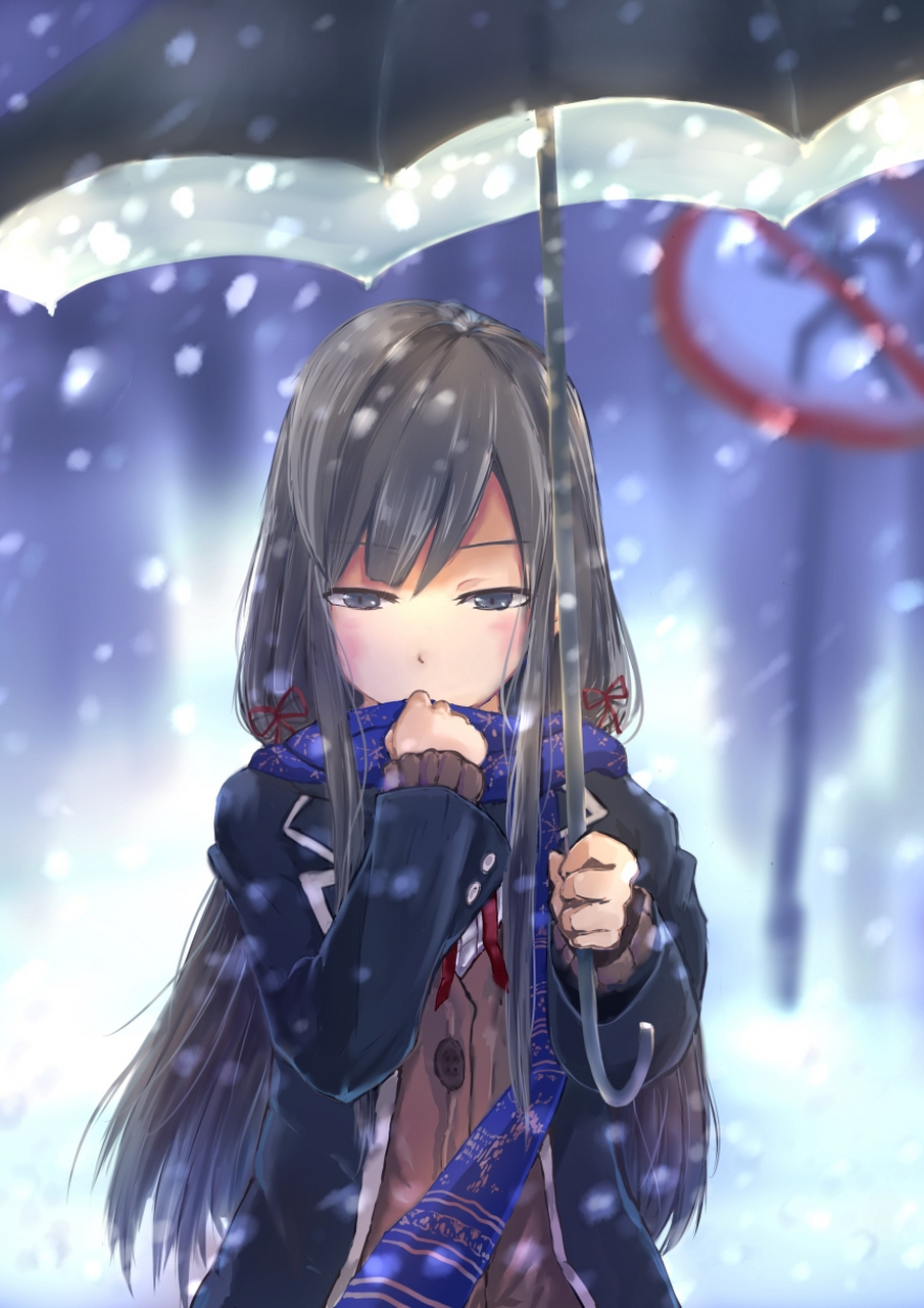下雪的时候,一般是不允许打伞的,因为不浪漫 #二次元美图
