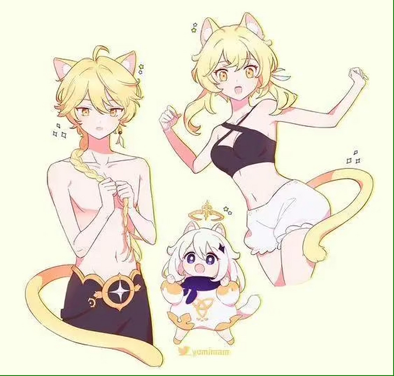 原神# 荧&空&派蒙.