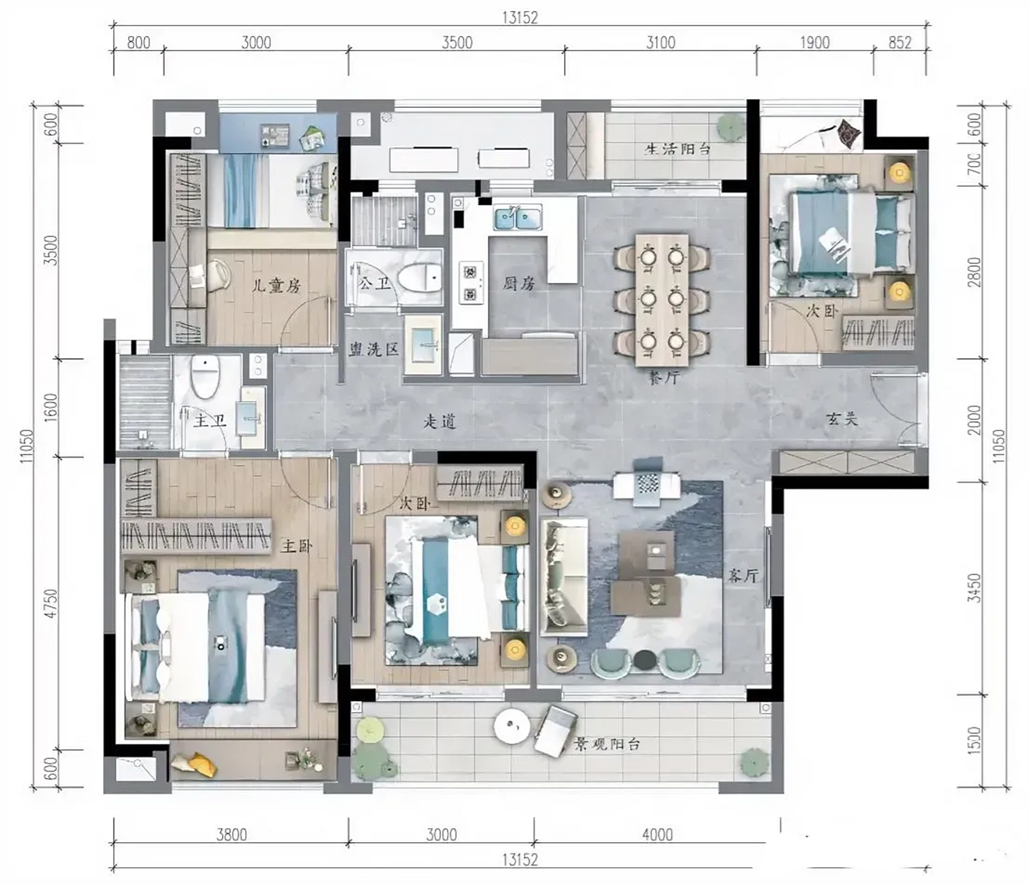 您喜欢的四房户型她来了… 140平方的户型能做到如此精致很难得!