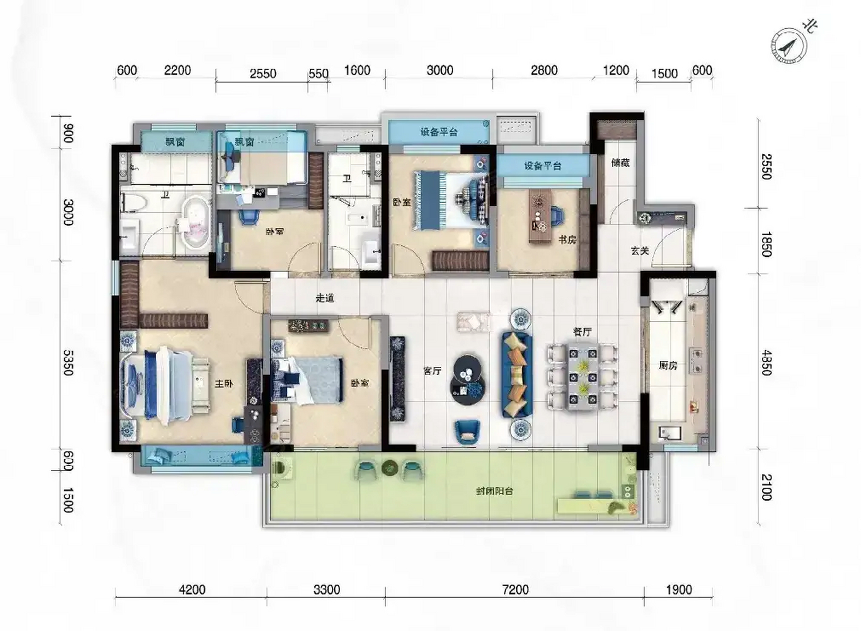 喜欢五房的朋友可以看看这个户型,户型方正,布局合理,宽厅大阳台!