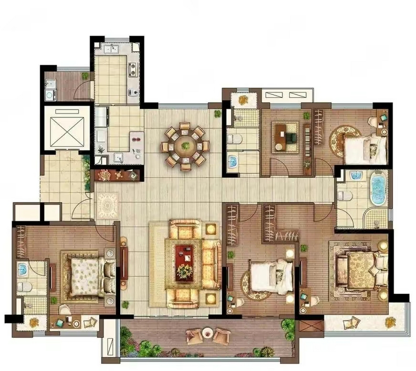 同样的五室户型,面积也相近,户型分布也基本差不多,为什么感觉这两个