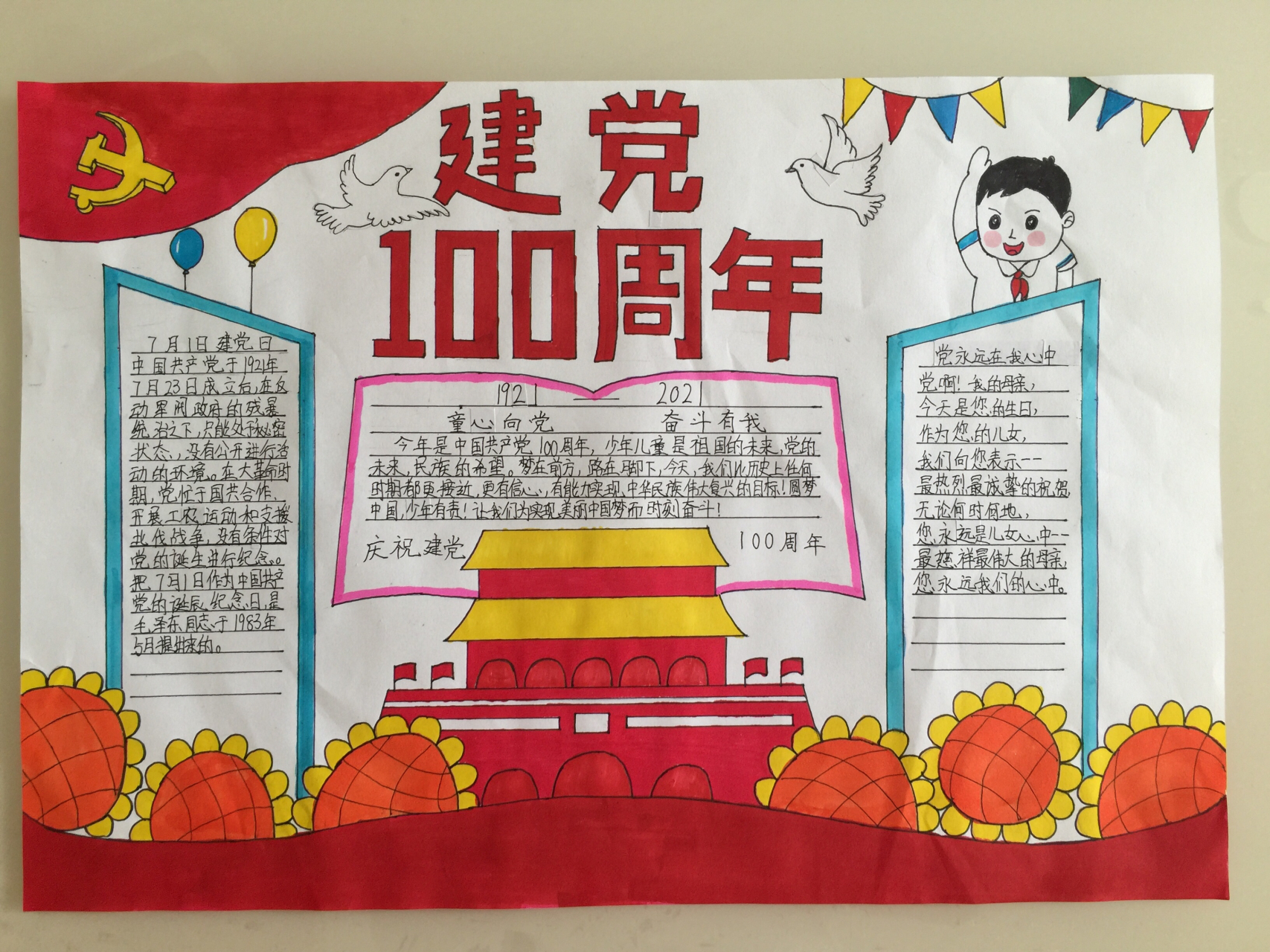 建国100周年手抄报初一图片