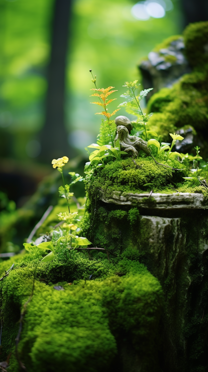 青苔上的小花花