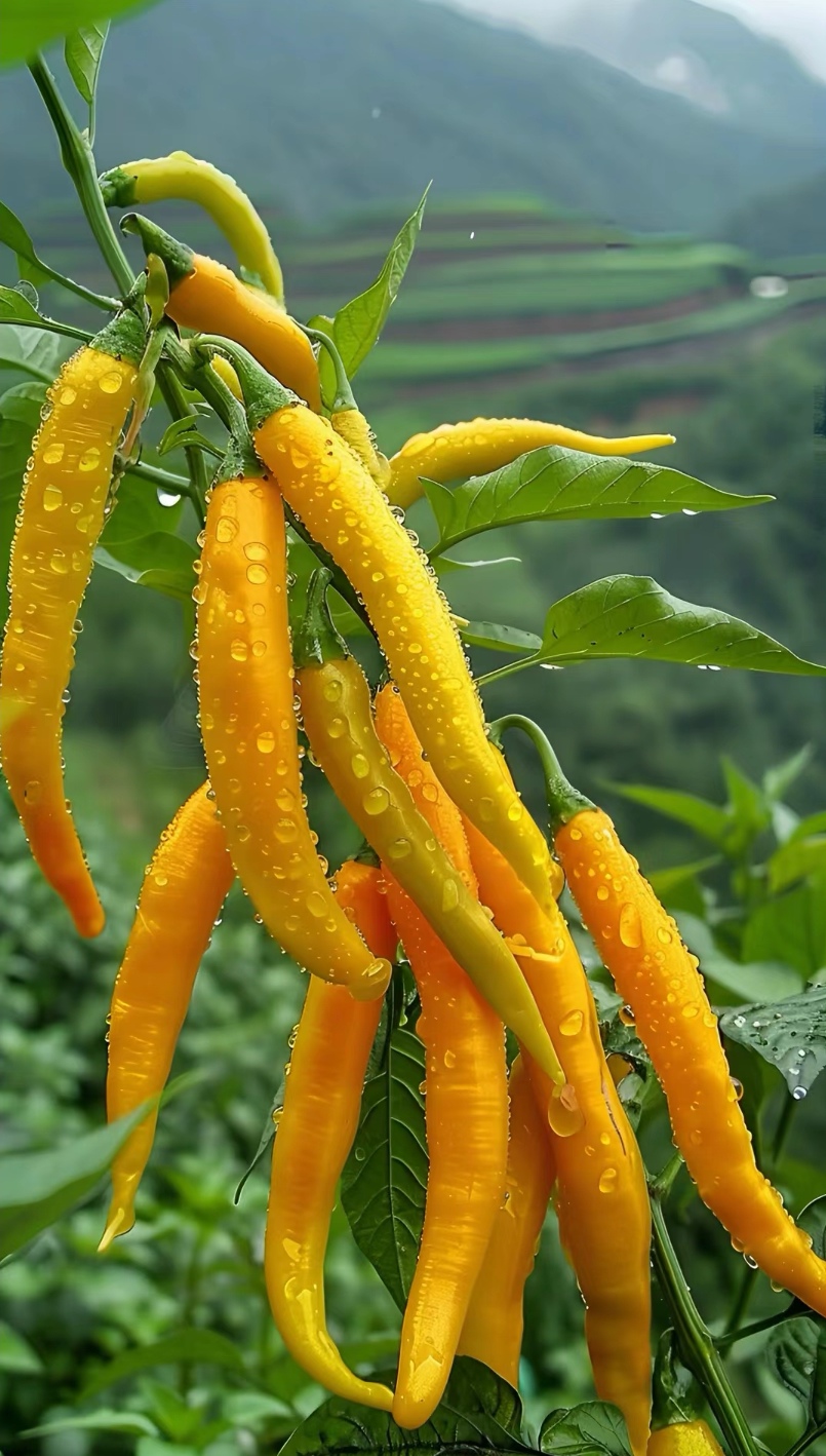 黄椒闪耀时刻9715  90雨后,我偶遇了这棵挂满金黄辣椒的植物