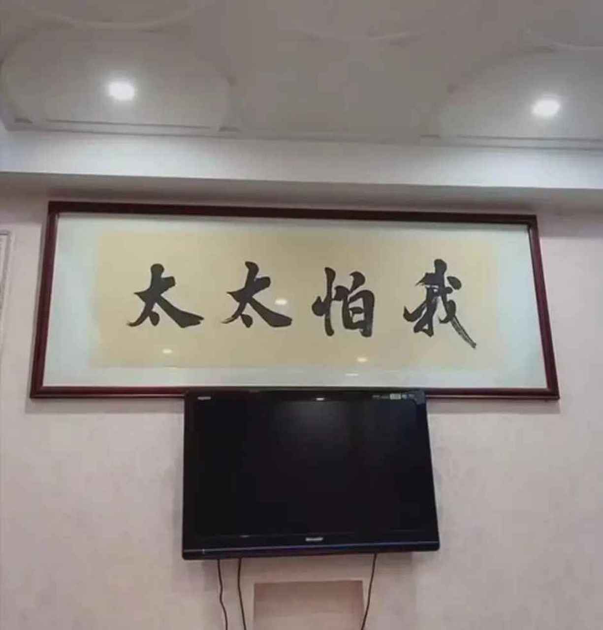 我买了一幅书法"太太怕我"放家里 老婆很高兴,我也很高兴.
