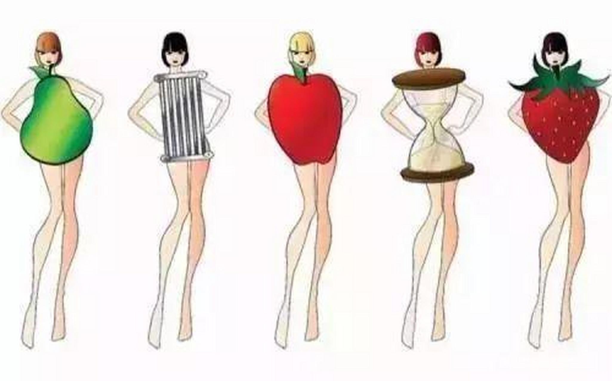 女人身材一般来说可以分为5种,而且很形象的通过水果和物品来比喻