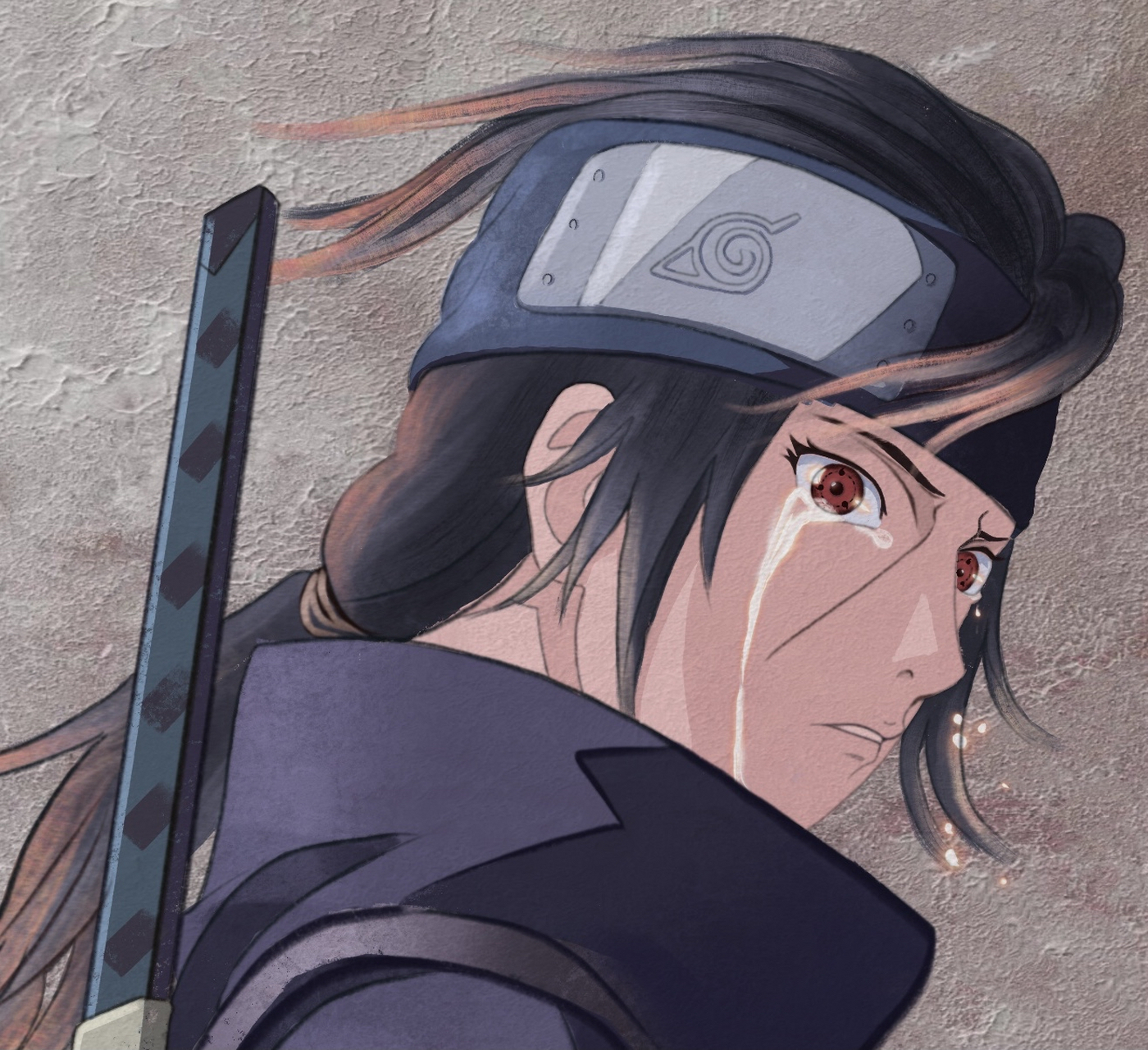 宇智波鼬,常穿着印有象征宇智波一族团扇的普通忍者服.