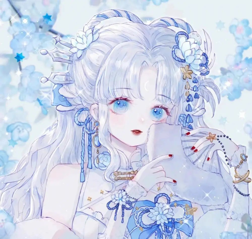 蓝瞳雪发,梦一场花间迷途.