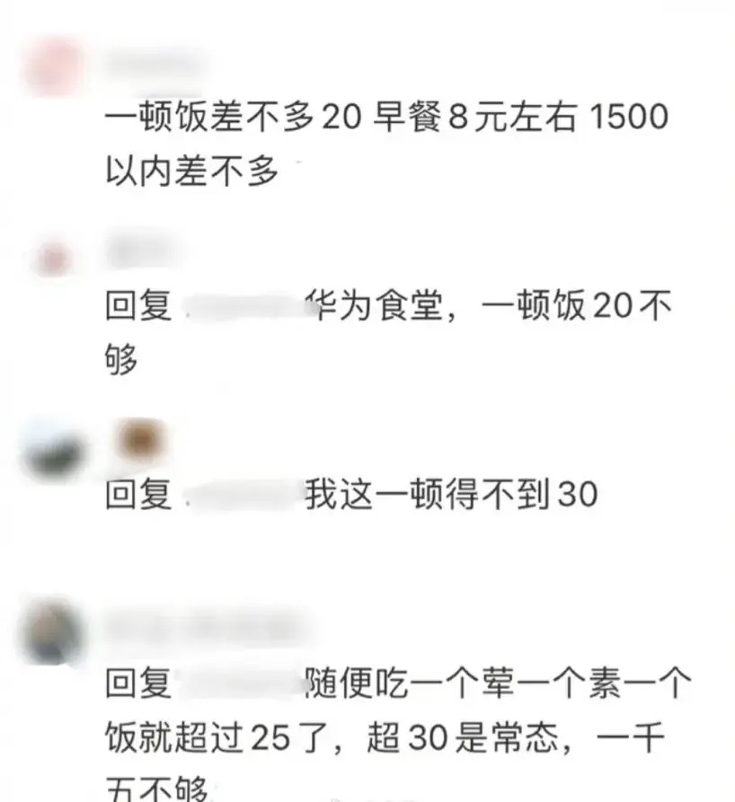 华为食堂价格表图片