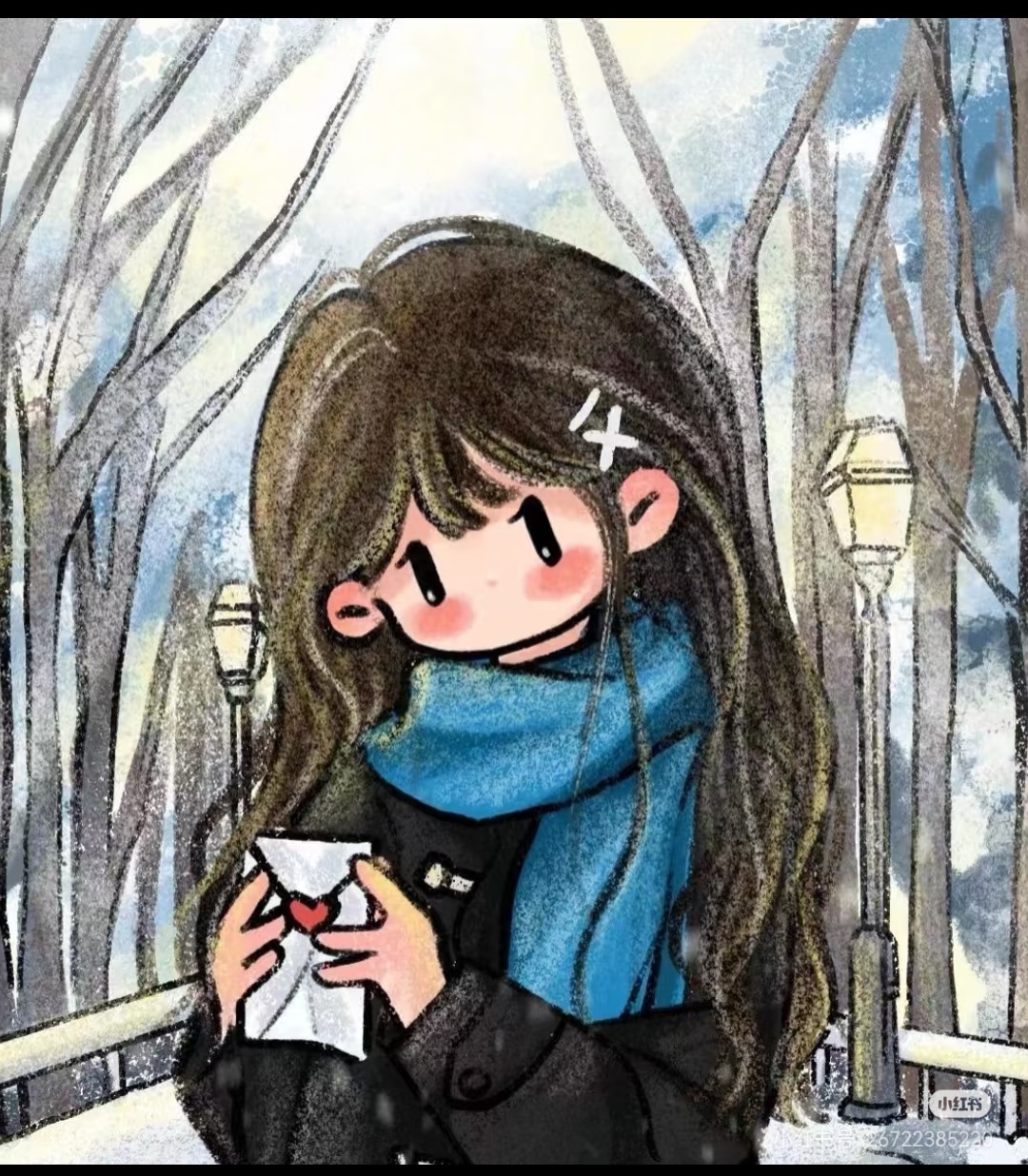 手绘油画质感女孩子头像