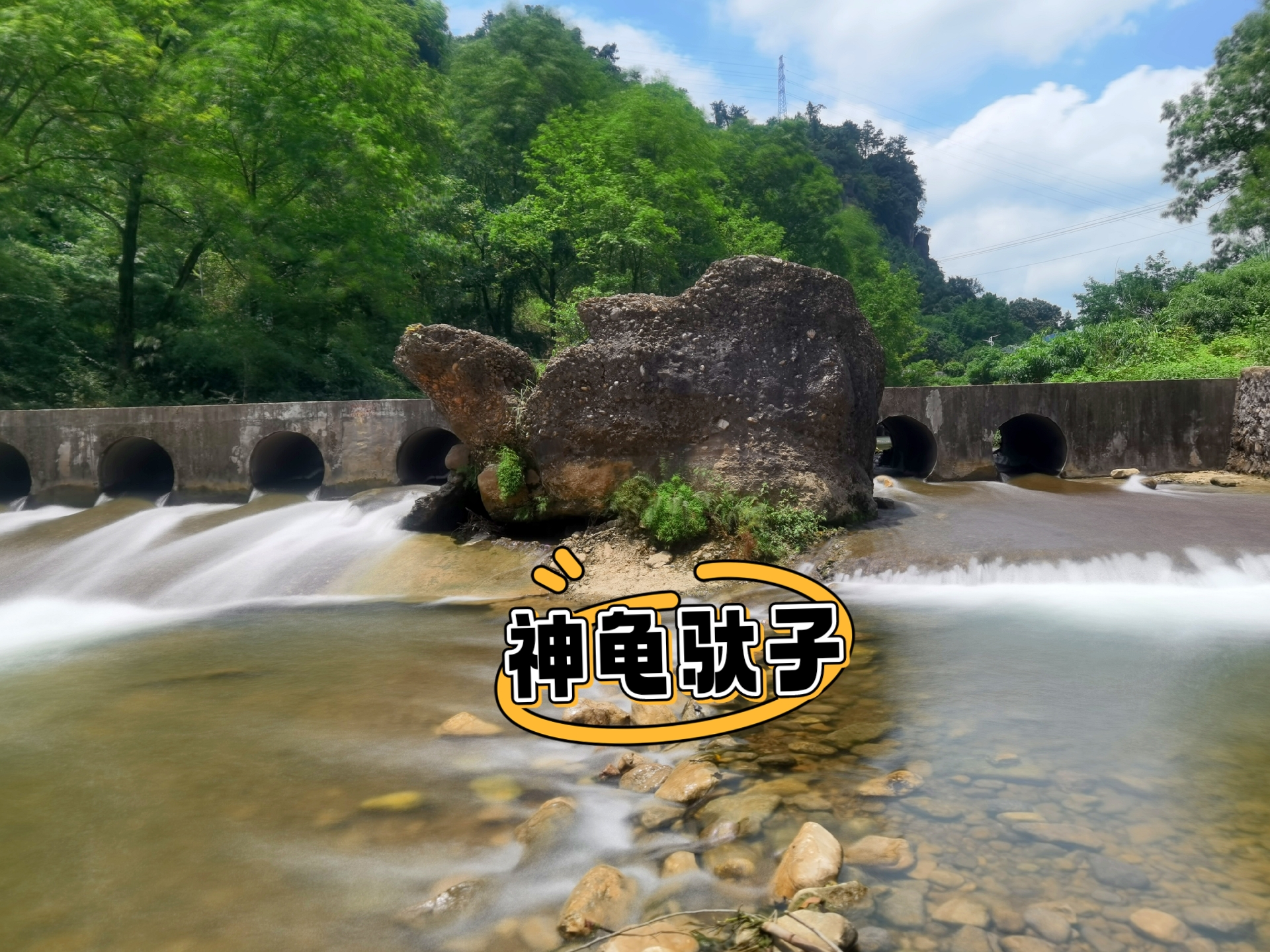 更为神奇的是,溪中有一巨石,似神龟托子畅游,又似金蟾蓄势