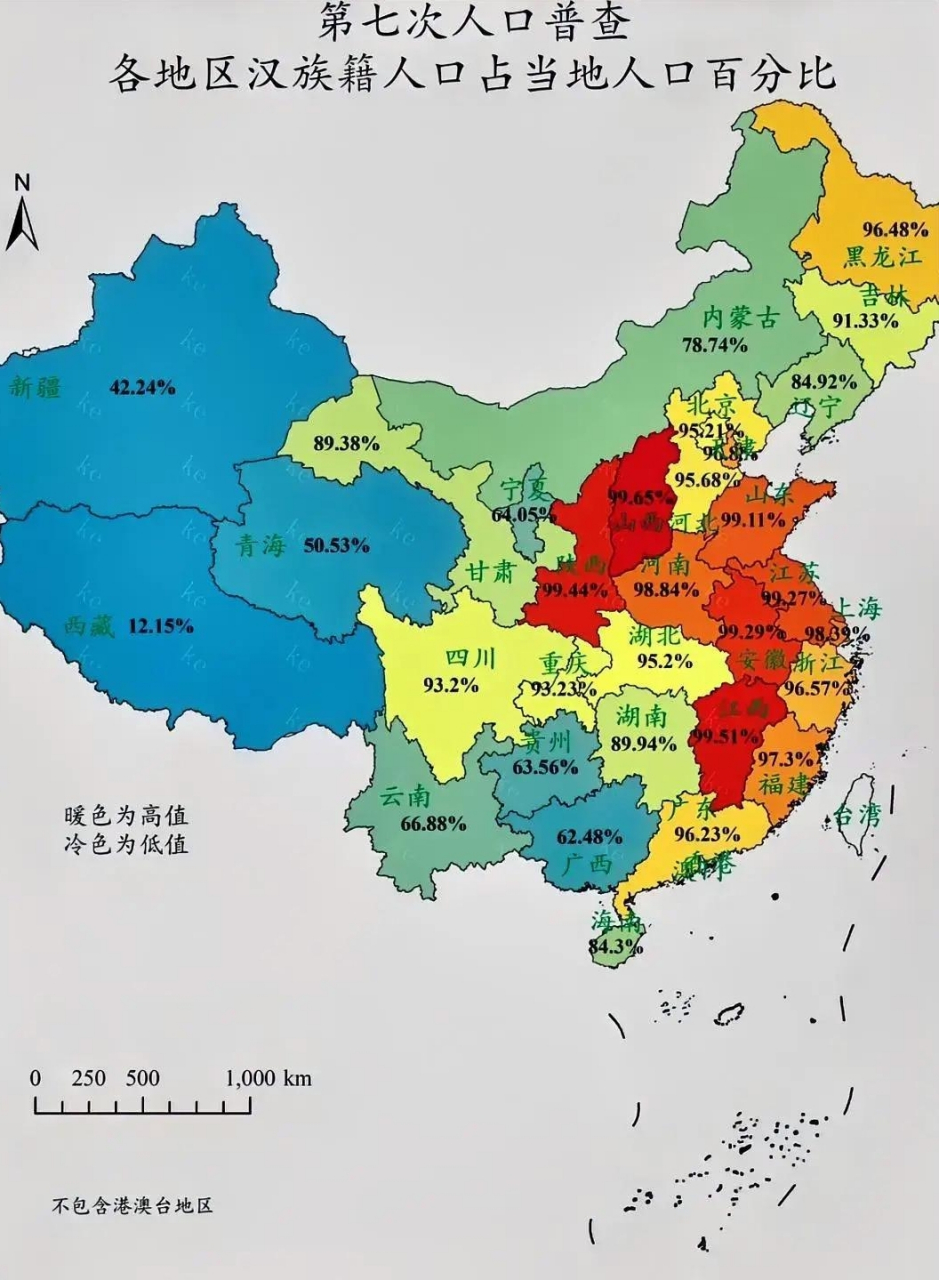 甘肃汉族占比比较多,比较意外哦!